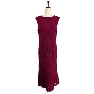 Js Collection Evening Gown 14 Embellished Burgundy Magenta Rose Pink‎ Sleeveless